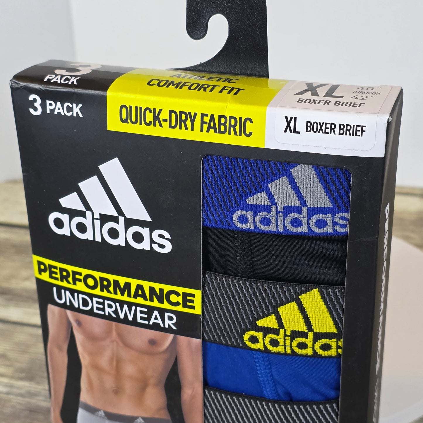 NIP New Adidas Performance Underwear 3 Pk XL Boxer Brief Quick Dry