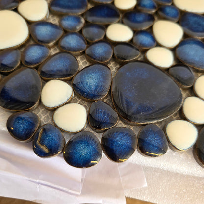 NIOB New Box of Ceramic Pebble Tile 5 Sheets Blue