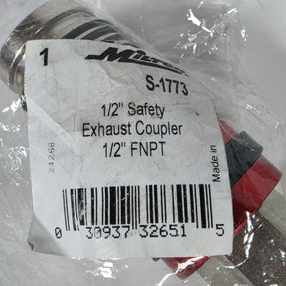 Milton s-1773: 2 In One Universal Safety Exhaust Coupler – 1/2" Fnpt X 1/2" Body Flow