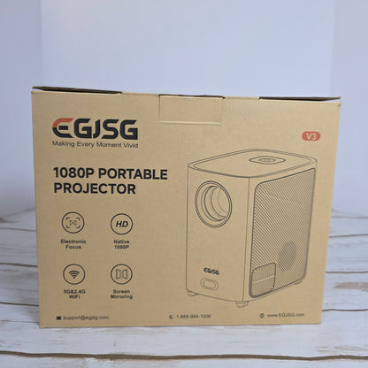 NIB New EGJSG 1080P Portable Projector V3 Gray 5G&2.4G WiFi