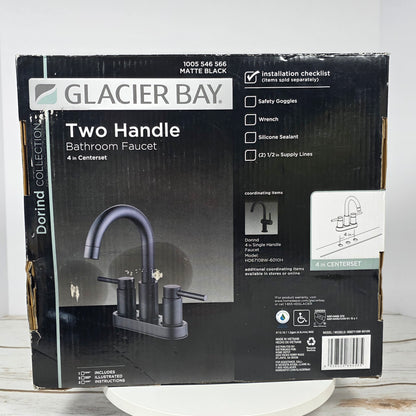 NIOB New Glacier Bay Two Handle Bathroom Faucet 4 in Centerset Matte Black 1005 546 566
