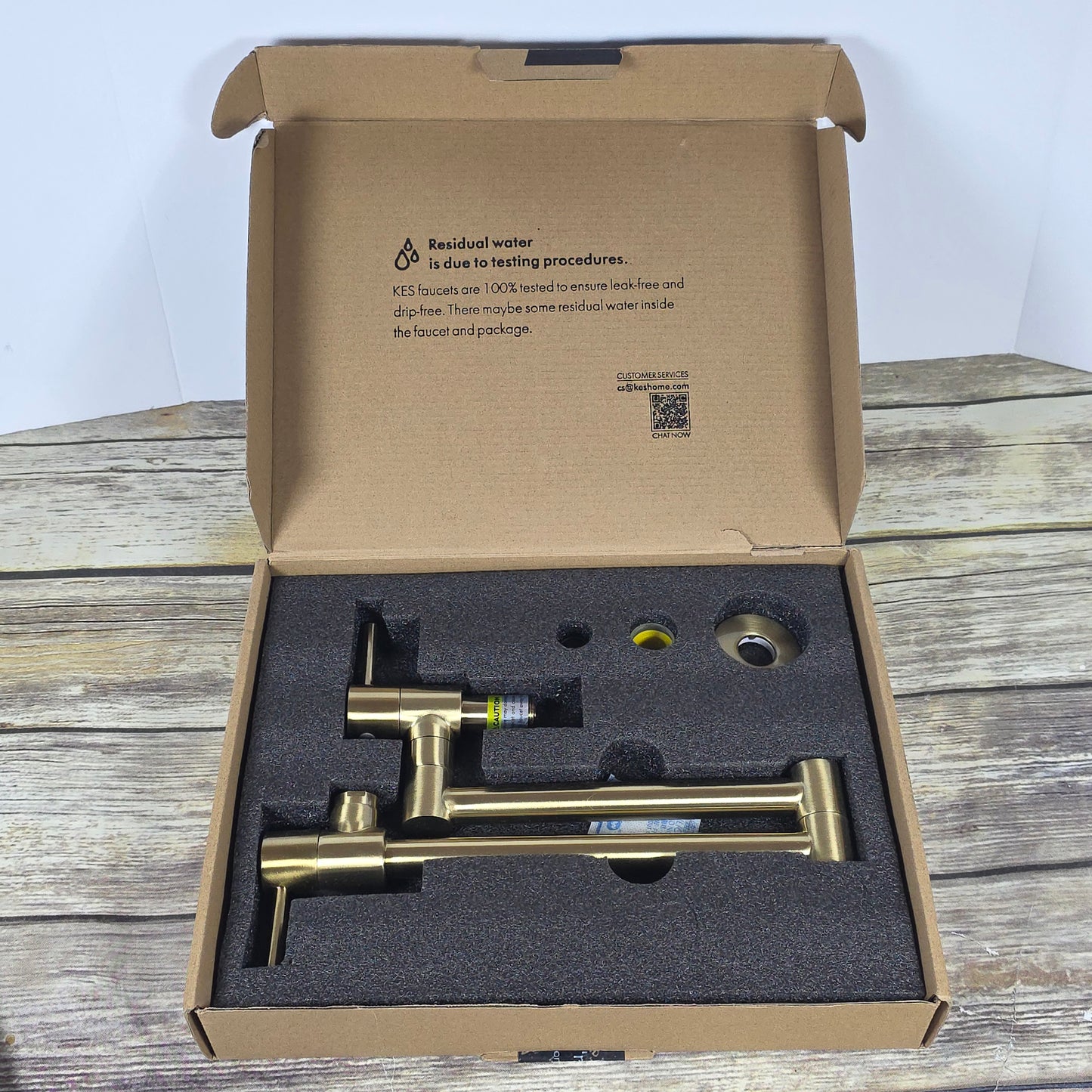 NIB KES Gold Pot Filler with Heat-Resistant Cartridge, 26" Brushed Gold Pot Filler Faucet Over Stove