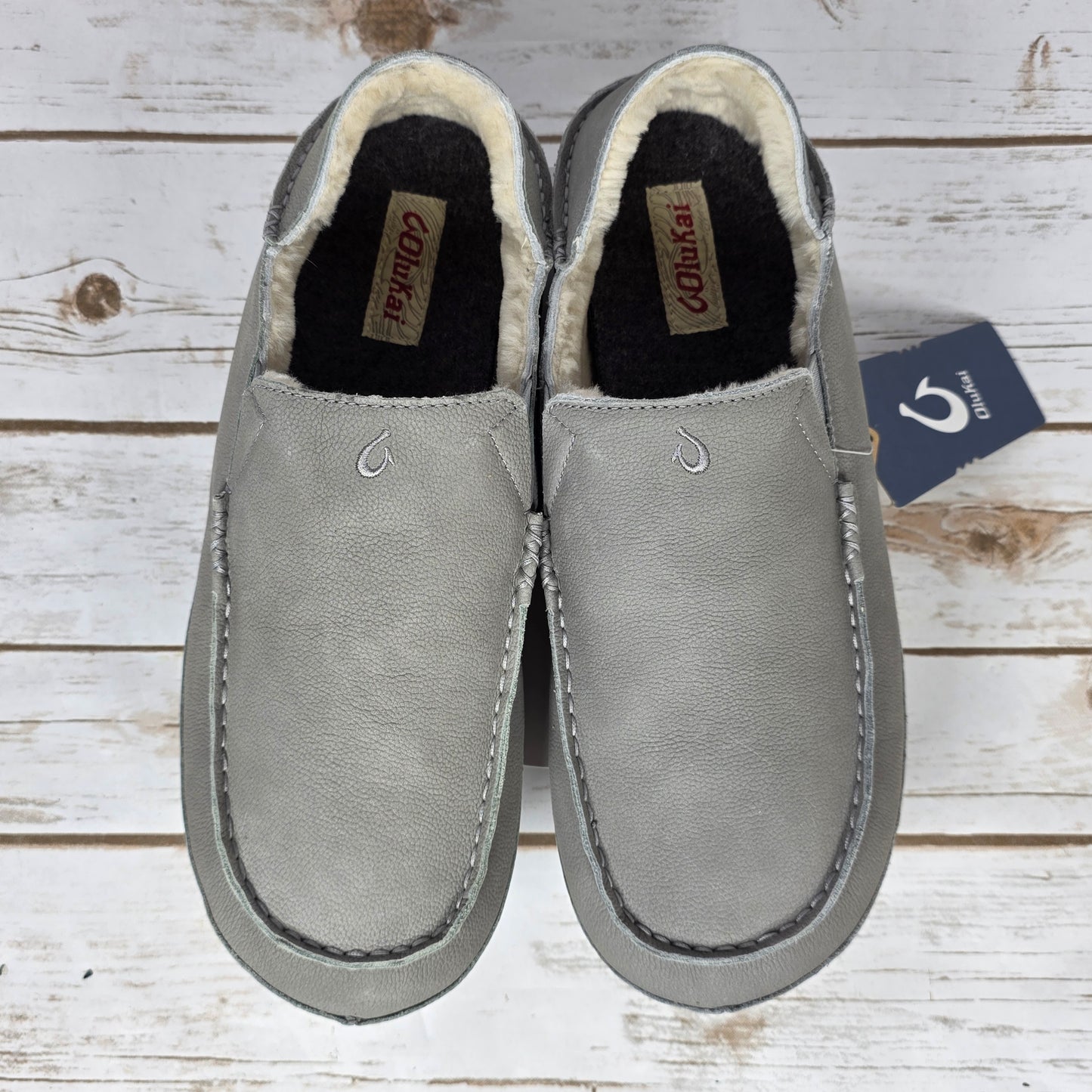 NWT New Men's Olukai Moloa Slippers Sharkskin Gray US Size 12M 10252-GWGW