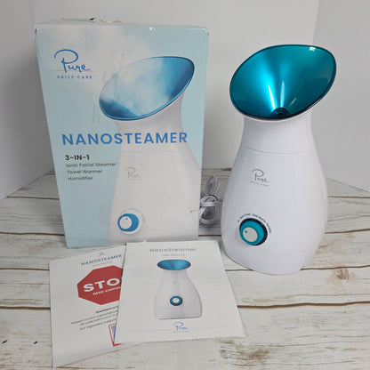 NIOB New Pure NANOSTEAMER  3-in-1 Ionic Facial Steamer Towel Warmer Humidifier PDC-4001