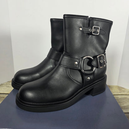 NIB New Universal Thread Connor Ankle Boots Black Biker Womens 8.5 / 9