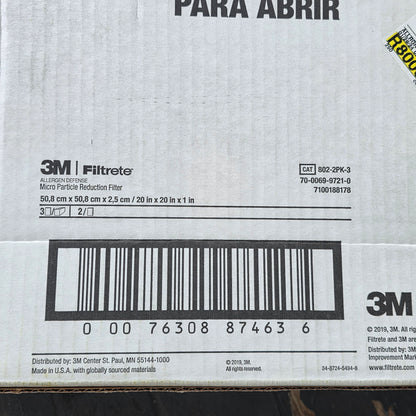 NIOB New 3M Filtrere 800 Micro Particle Reduction Air Cleaning Filters 3 Sets of 2Pk 20x20x1  802-2PK-3