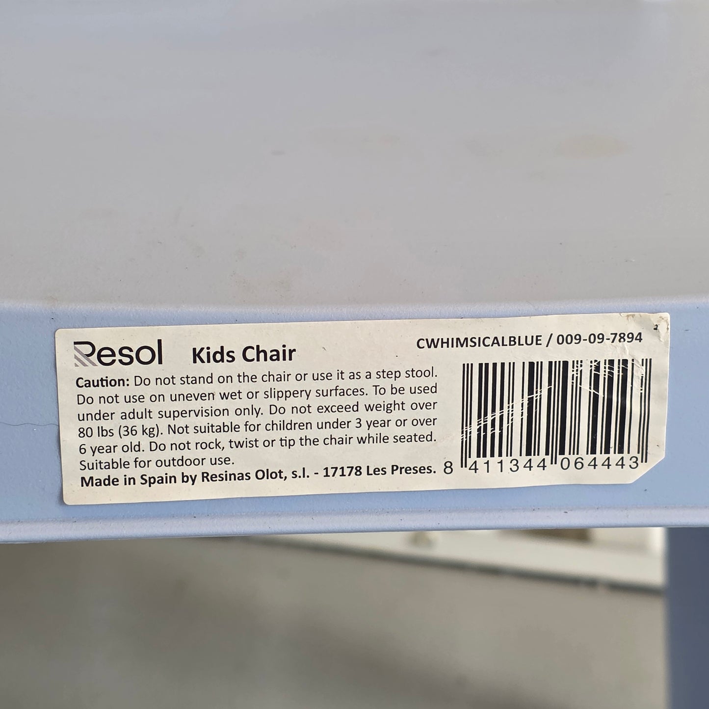 Set of 4 Resol Kids Chairs Dd Julieta by Joan Gaspar 009-09-7894 CWhimsical Blue