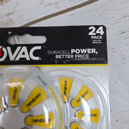 NIP New RAVOVAC Size 10 24-Pack 1.45V Zinc Air Hearing Aid Batteries