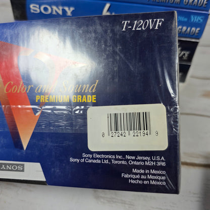 Lot of 6 New SEALED SONY 6Hrs Premium Grade VHS Video Cassette Tapes T-120VF
