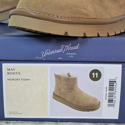 NIB New Womens May Boots Tan Ankle 11M Winter Universal Threads