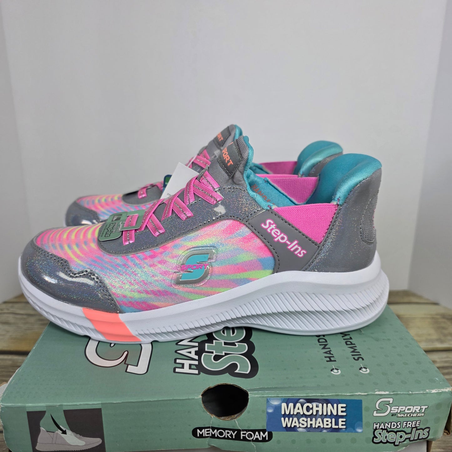 NIB New S Sport by Skechers Kristin Hands Free Step-Ins Pink Girls 4