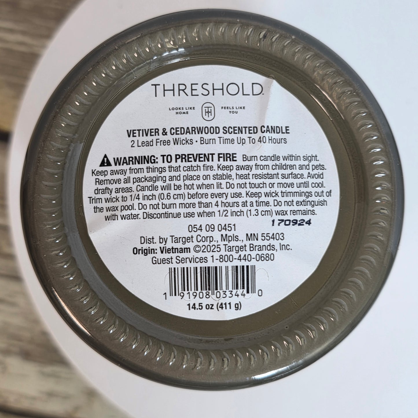 Set of 2 New THRESHOLD Vetvier + Cedarwood 14.5 Oz Brown Candles