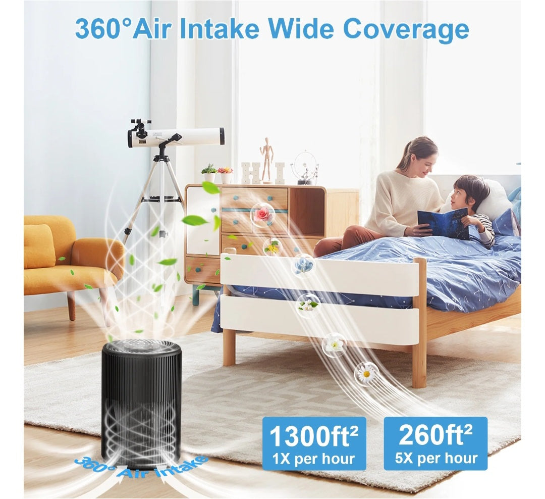 NEW AIRFIRE HEPA Air Purifier for Home 1300 Sq Ft Black Model AP201
