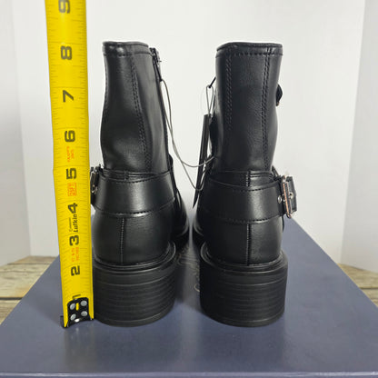 NIB New Universal Thread Connor Ankle Boots Black Biker Womens 8.5 / 9