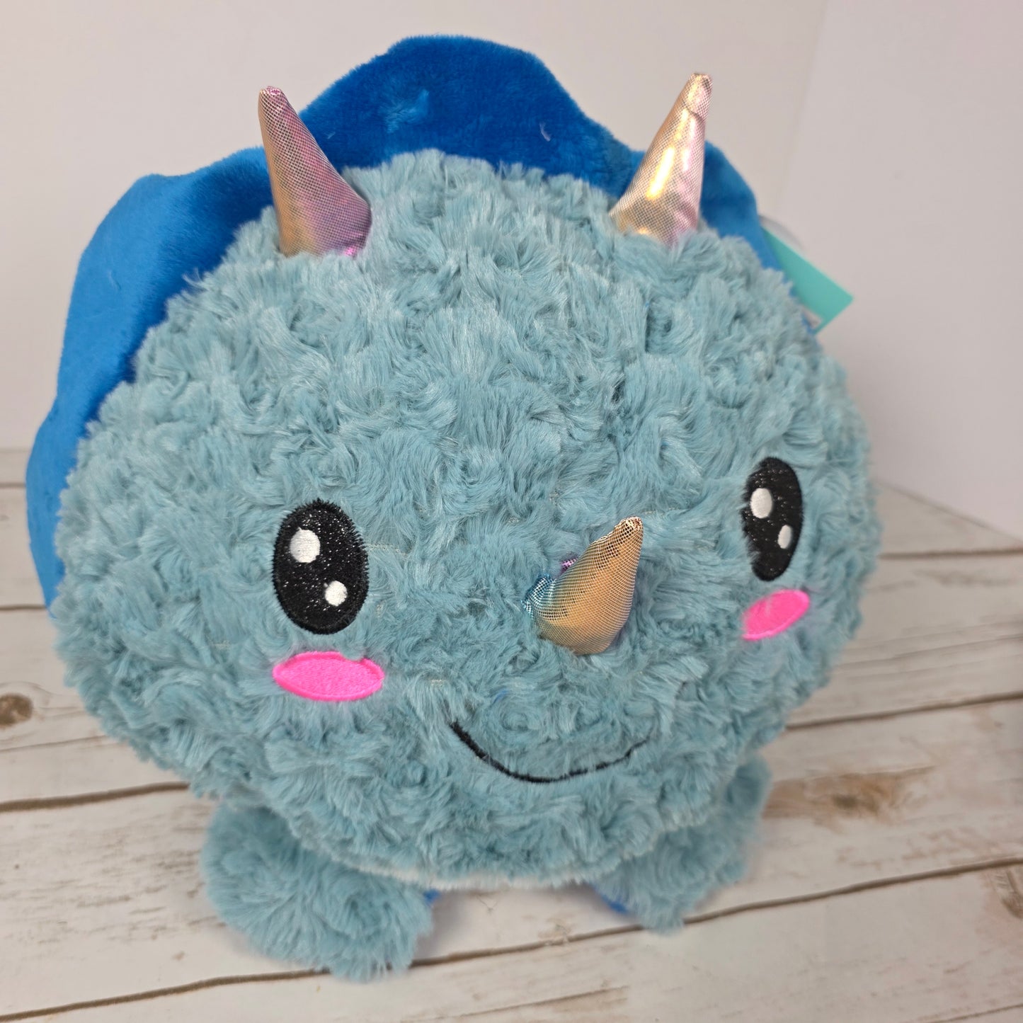 NWT New HugMe Reversible Dinosaur Stuffed Animal Donnie 279771 Blue