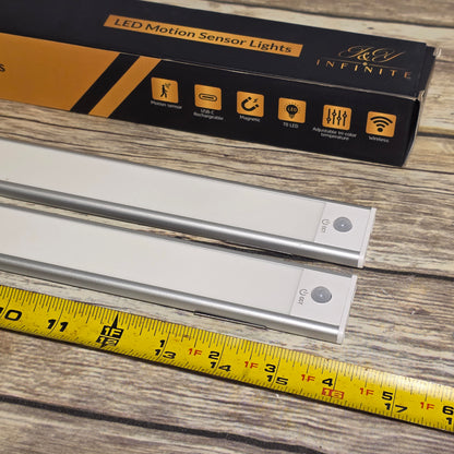 NIB New J & Y INFINITE LED Motion Sensor Lights 2 Pack White Rechargeable