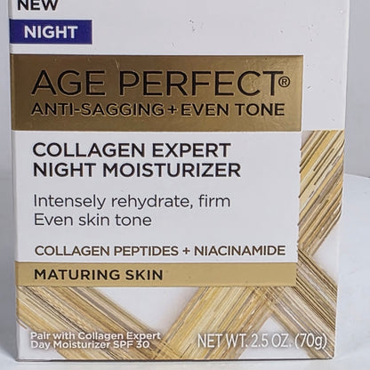 NIB New L'OREAL Age Perfect Anti-Sagging + Even Tone  Collagen Expert Night Moisturizer