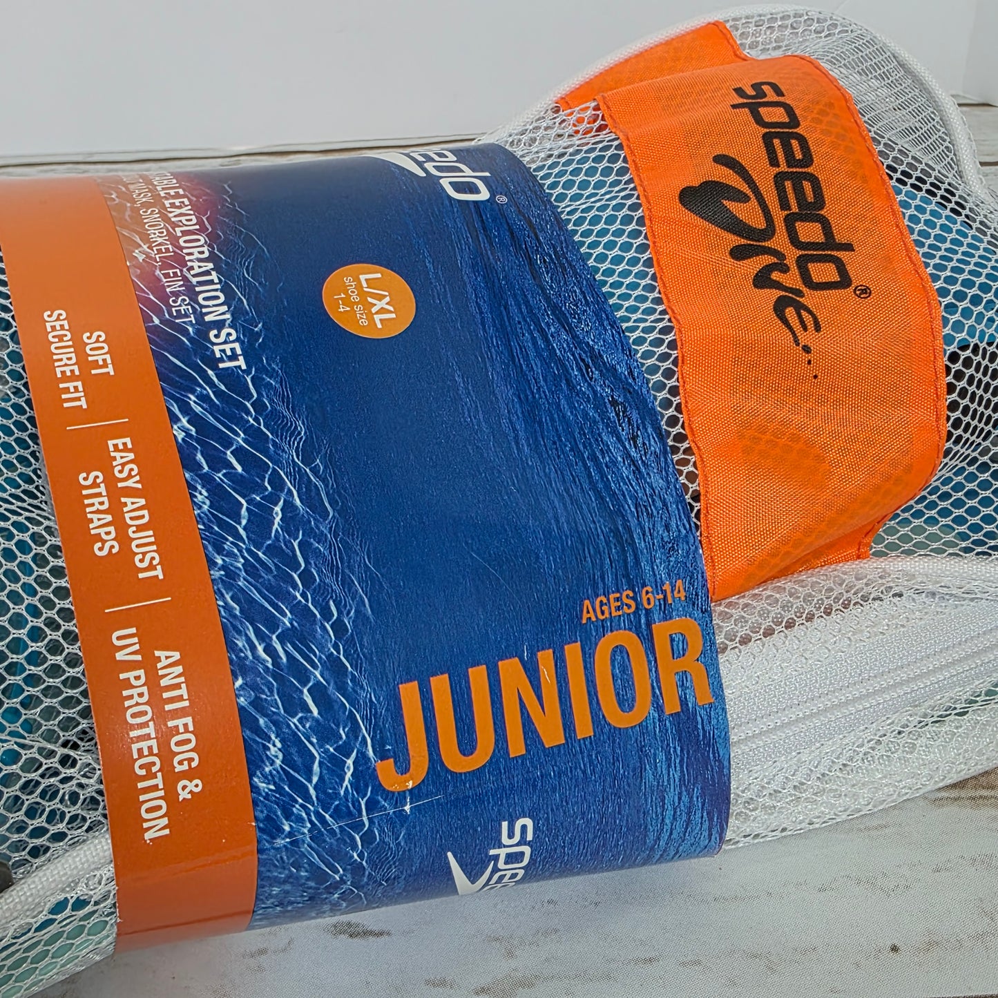 New Speedo Kids Junior Comfortable Exploration Set Snorkel Mask Flippers L/XL