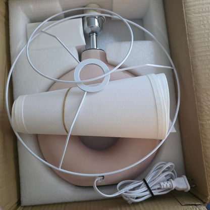 New Pink Ceramic Table Lamp for Living Room Bedroom, 21" Modern Bedside Lamps