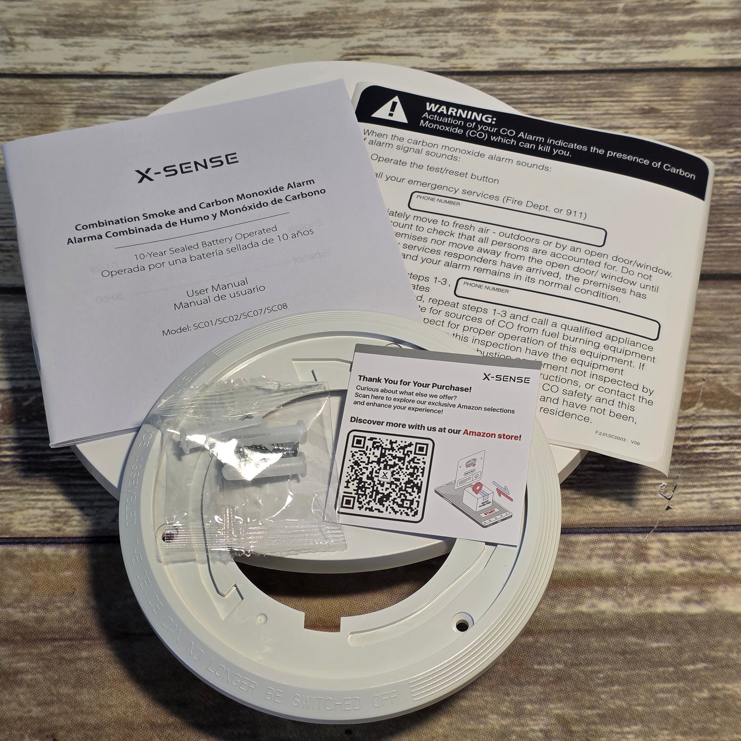 X-Sense Smoke Detector Carbon Monoxide Detector Combo, 10-Year Battery Smoke Detector with Display, Standalone Model SC01, Single Pack