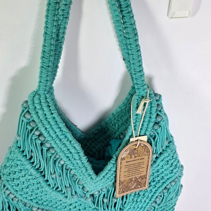 NWT New Aqua Blue Woven Shoulder Bag Purse Handcrafted in India