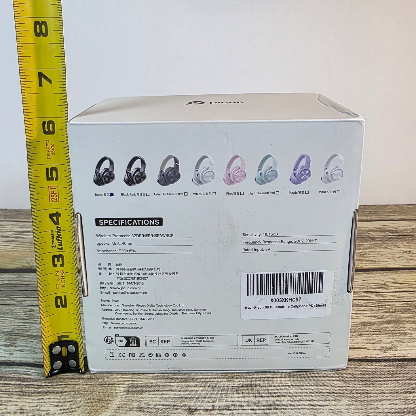 NIOB New Picsun B8 Wireless Over Ear Headphones Black