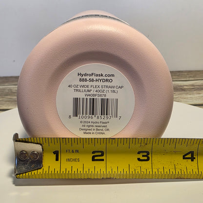 NWT New HYDRO FLASK Wide Mouth Vacuum Insulated Stainless Steel Water Bottle 40 OZ Trillium Pink Leakproof Closeable Straw Lid for Cold Water Drinks