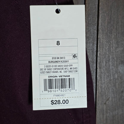 NWT New Women's A New Day Straight Leg High Rise Pants 8 R Burgundy X2EE61