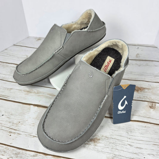 NWT New Men's Olukai Moloa Slippers Sharkskin Gray US Size 12M 10252-GWGW