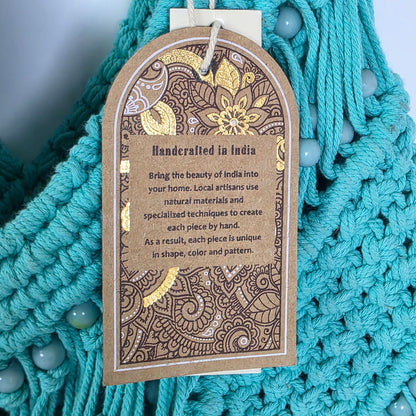 NWT New Aqua Blue Woven Shoulder Bag Purse Handcrafted in India