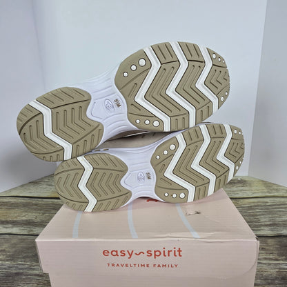 NIB New Women's Easy Spirit Travel Time Slides Light Natural w White 6.5M