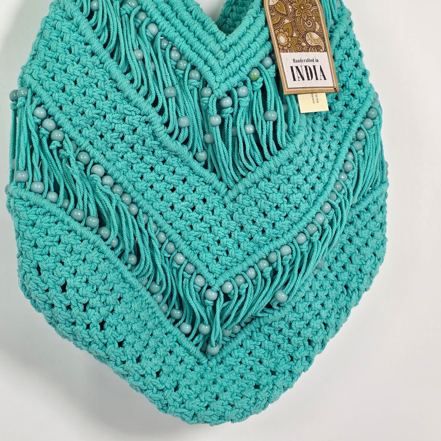 NWT New Aqua Blue Woven Shoulder Bag Purse Handcrafted in India
