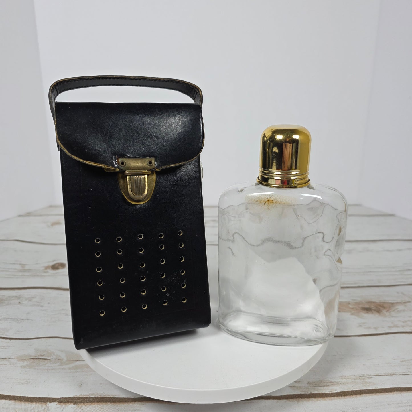 Vintage Faux Leather Transistor Radio Hidden Glass Flask