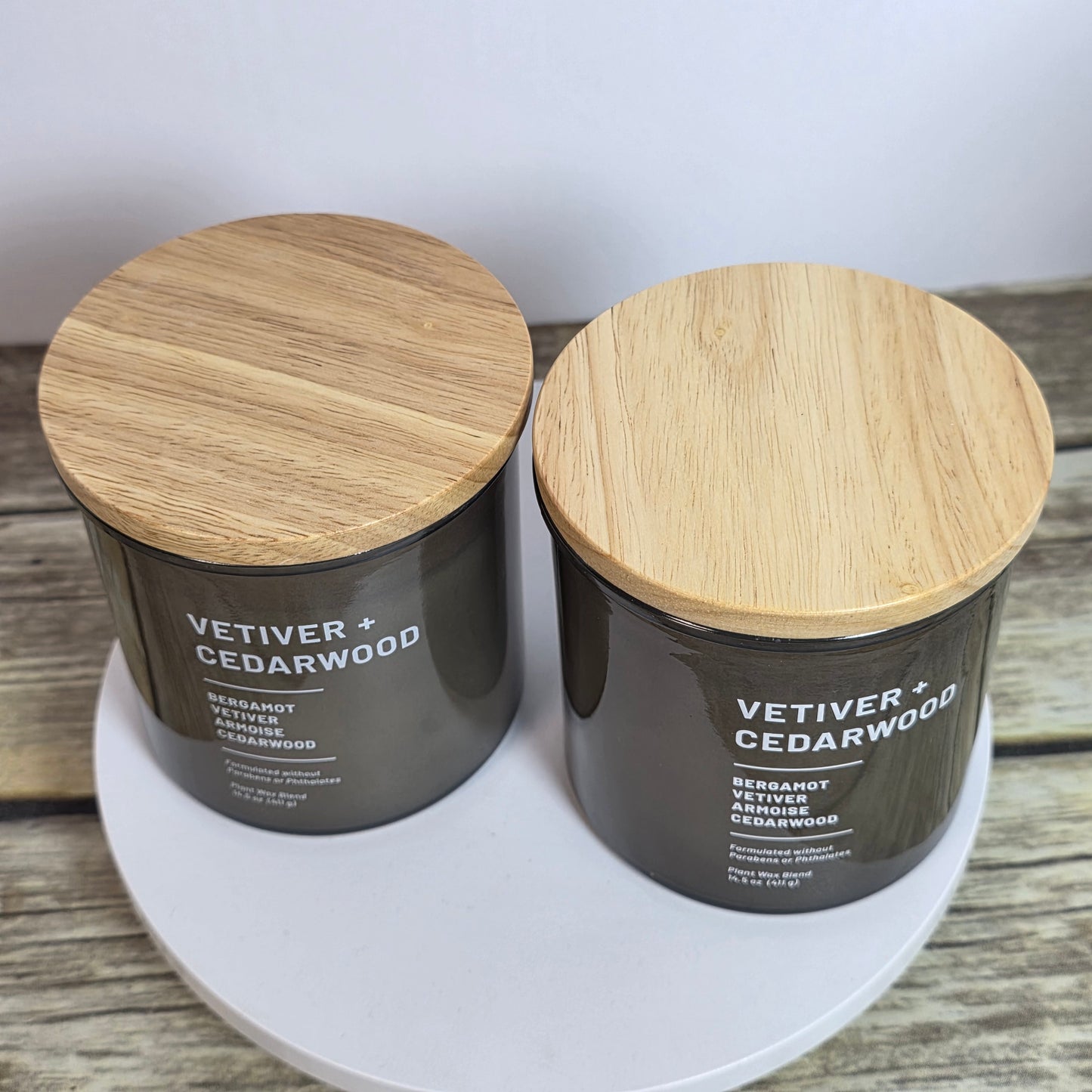 Set of 2 New THRESHOLD Vetvier + Cedarwood 14.5 Oz Brown Candles