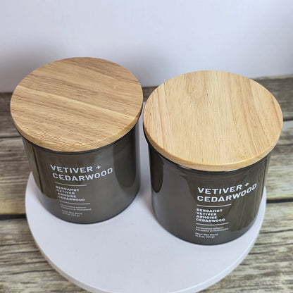 Set of 2 New THRESHOLD Vetvier + Cedarwood 14.5 Oz Brown Candles