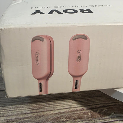 NIOB New TYMO Rovy Wave Curling Iron Pink Hair Styling Curling Iron Hair Crimper Waver - TYMO ROVY Beach Waves Curling Wand, Ionic Deep Waver Hair Curler Tool with Ceramic 3 Barrel for Women, Dual Voltage, Anti-Scald, Easy to Use, Pink, 1.25 Inch