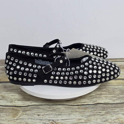 New Women's A New Day Issa Rhinestone Flats Black Size 8.5