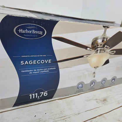 Harbor Breeze Sage Cove 0747607 44 in. Brushed Nickel Finish Ceiling Fan