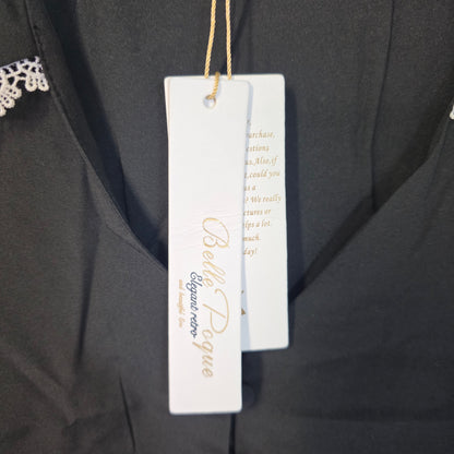 NWT New Belle Pogue Elegant Retro Blouse Black 2XL