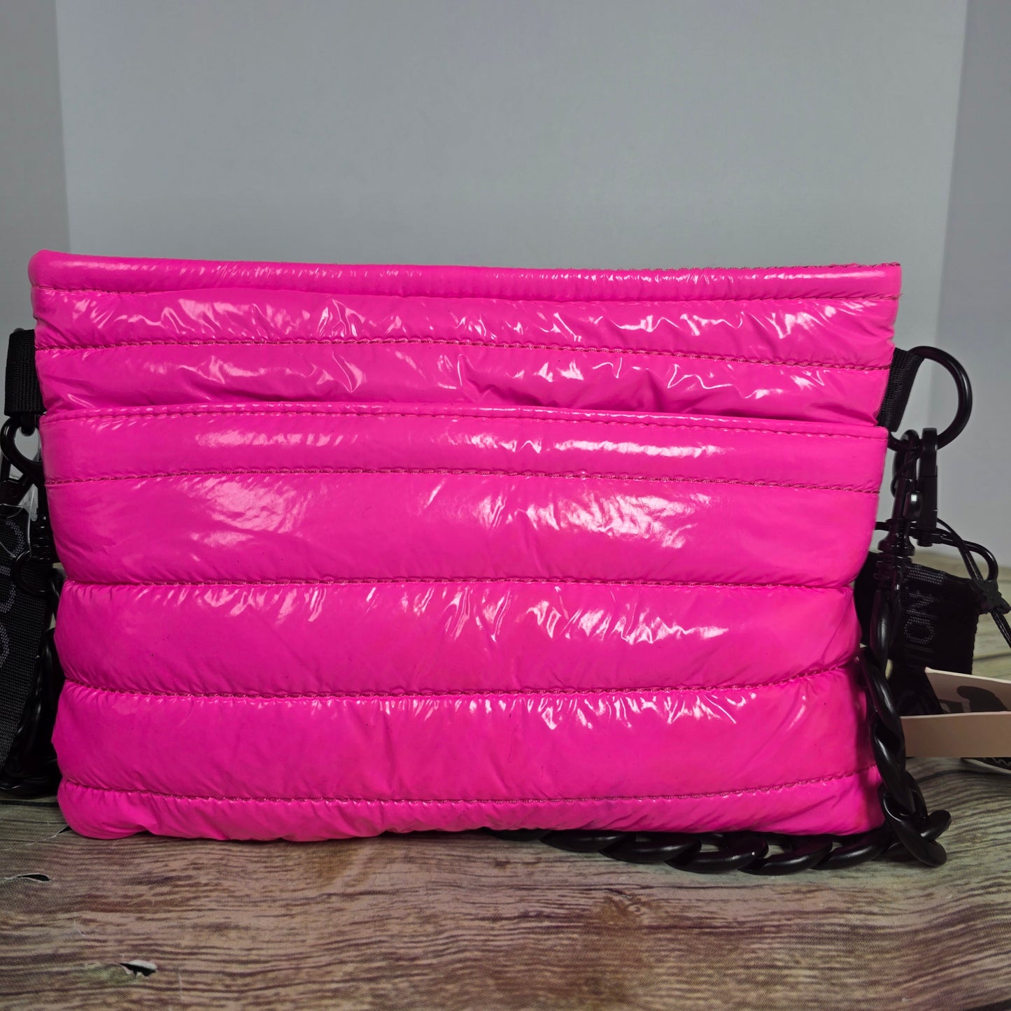 NWT New BCBG Generation Hot Pink Puffy Vinyl GN22374 2-in-1 Convertible Bag