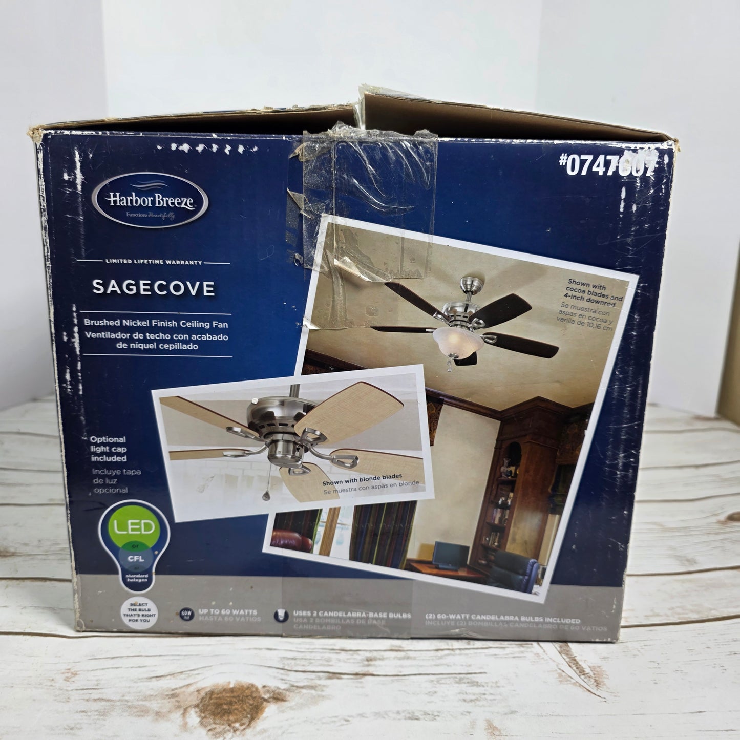 Harbor Breeze Sage Cove 0747607 44 in. Brushed Nickel Finish Ceiling Fan