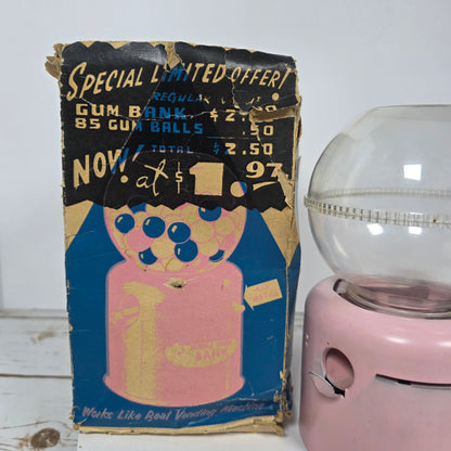 Vintage Junior Venda-Bank Penny 1c Gumball Machine United Metal Products Boston- Pink