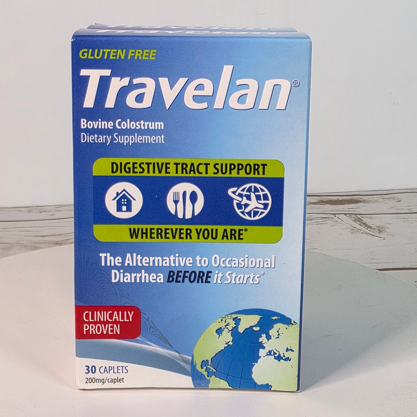 Set of 2 NIB New Travelan Bovine Colostrum Dietary Supplements 200mg/Caplet 30 Caplets/Box