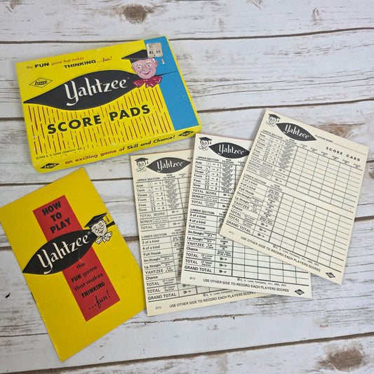 Vintage Yahtzee Score Pads 1956 E.S. Lowe Company 4 Full Pads