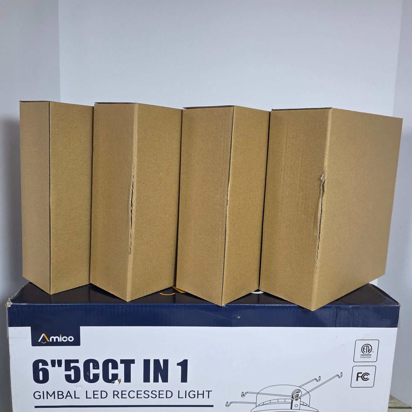 New Amico 6"5CCT IN 1  Gimbal LED Recessed Lights 4 Pack