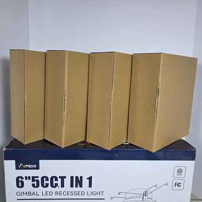 New Amico 6"5CCT IN 1  Gimbal LED Recessed Lights 4 Pack