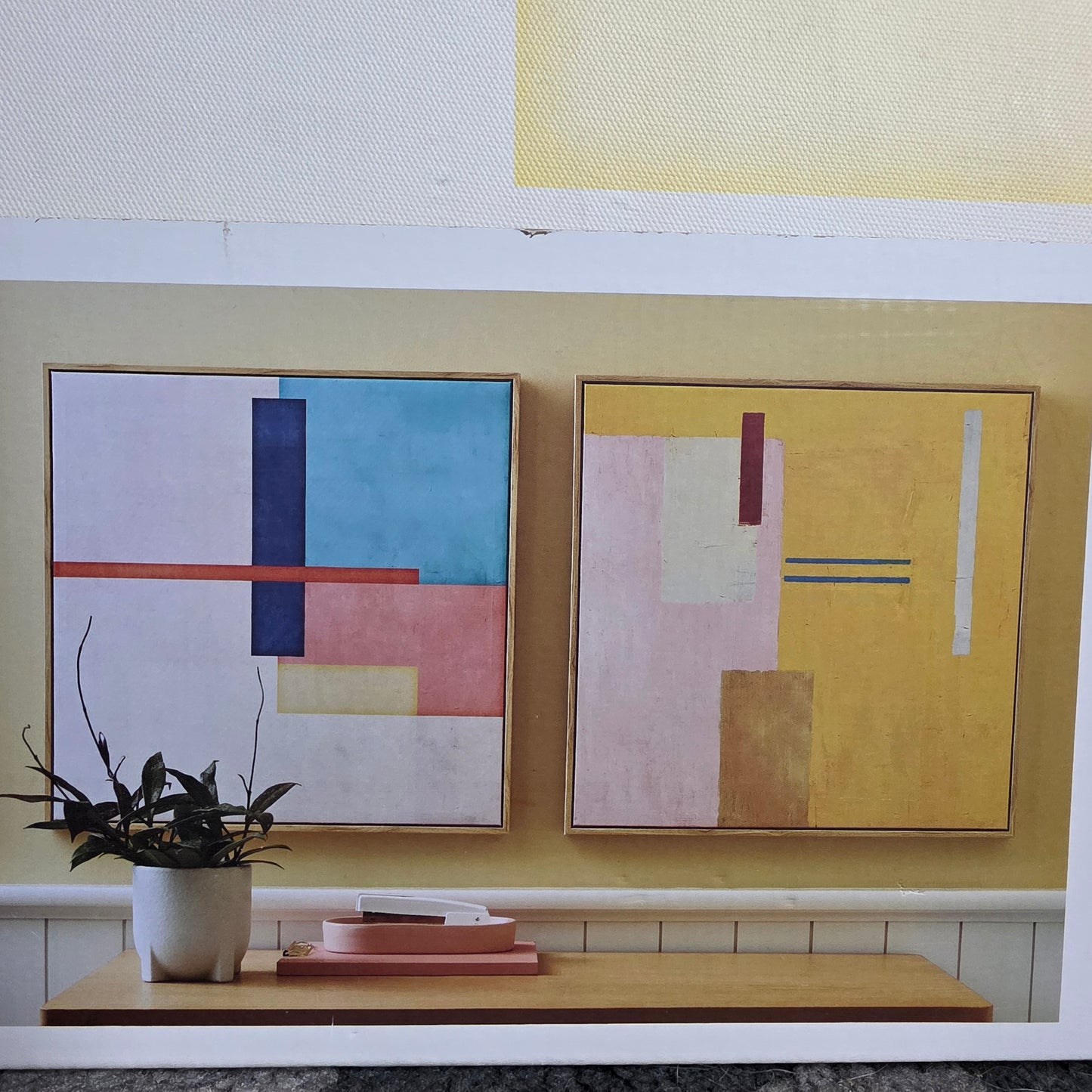New Set of 2 THRESHOLD Colorful Abstract Color Block Wall Art 24"w x 24"h Canvases