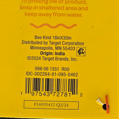 NWT New Cute Sun Squad Bee Kind Doormat 18x30"