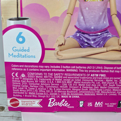 NIB New Poseable Rise & Relax Meditation Barbie Doll Blonde Self-Care Yoga Poses