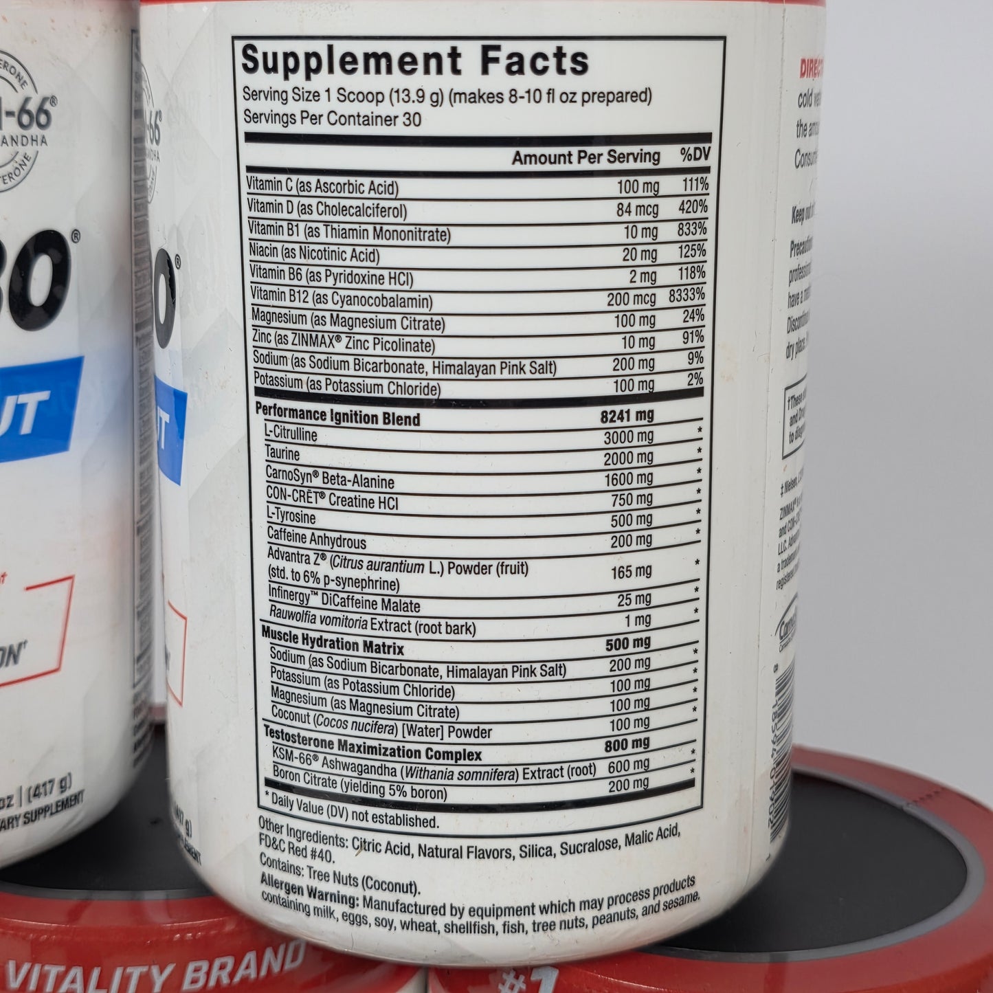 Lot of 8 New Containers FORCE FACTOR TESTX180 Pre-Workout Fruit Punch Flavor Net Wt 14.7 oz 30 Servings